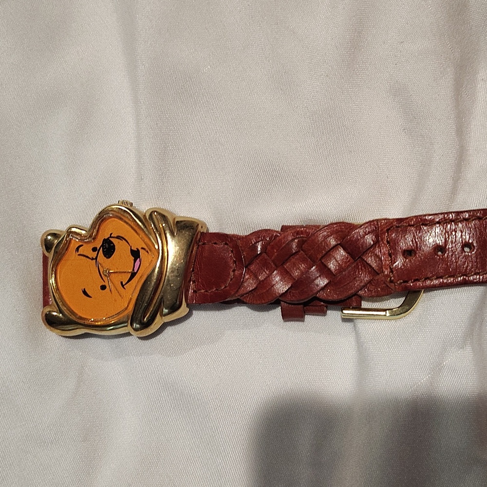 Timex Women’s Brown Braided Leather Winnie the Pooh Gold-Tone Watch